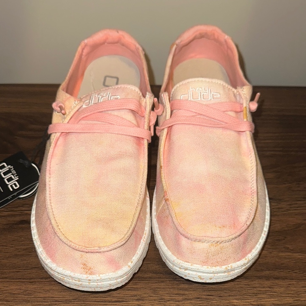 Hey Dude Pink Canvas Loafers with Moccasin Toe
